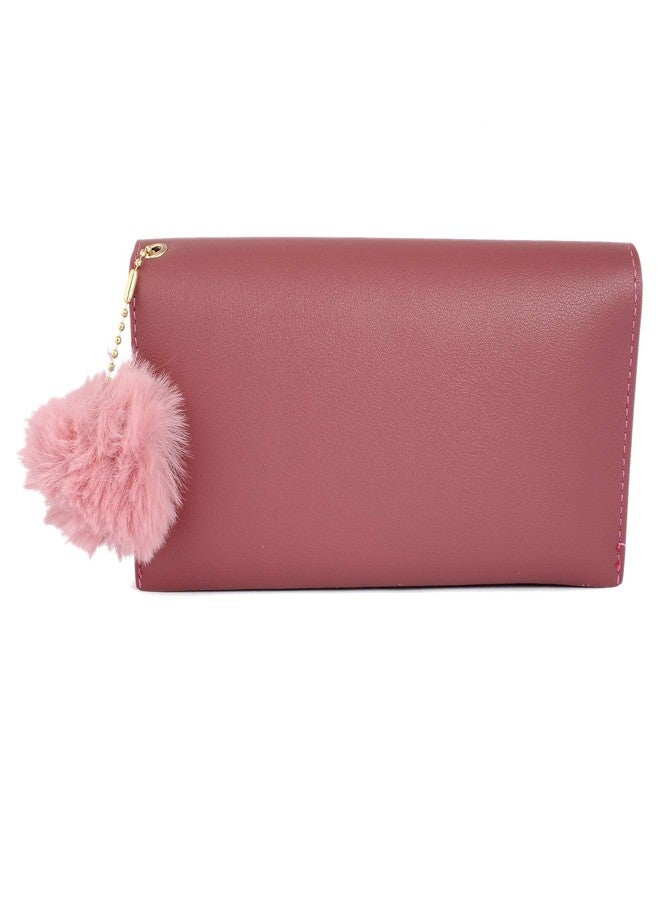 Natali Stylish Clutch For Women - PU Leather Womens Wallet With Card Slot & Phone Compartment (Dark Pink) - Image 5